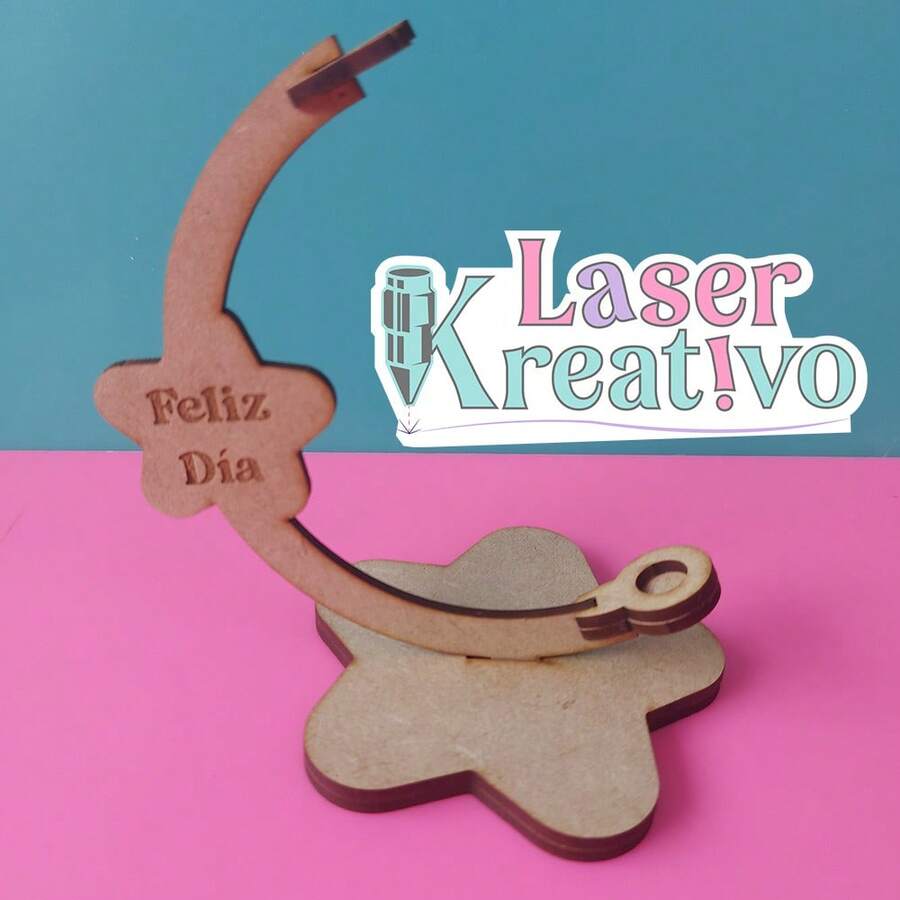 Porta plumas feliz día en MDF natural 3MM 1 pieza porta plumas escolar escritorio madera diseño creativo organizador útiles - Camel - Ver 1