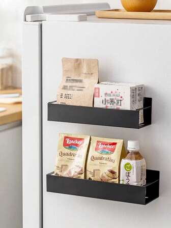 1个磁性冰箱/微波炉/洗衣机侧边收纳架，厨房磁性悬挂式收纳盒