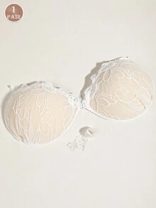 1 对粘性隐形胸罩，3 厘米厚，聚拢设计，适合小胸，无肩带款式，乳头保护，隐形内衣，适合吊带裙和婚纱 - 彩色 - 查看 14