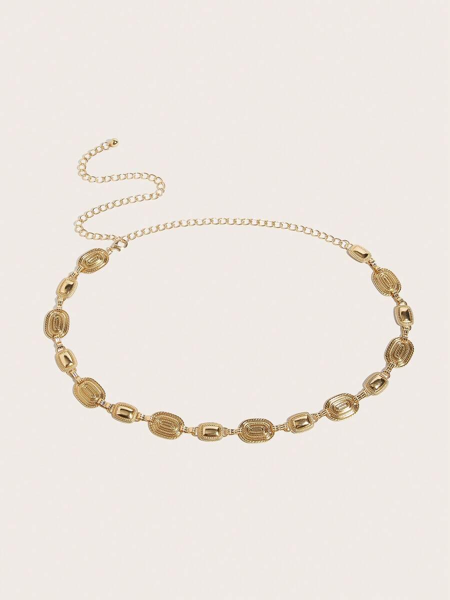 1pc Women's Waist Chain, Bohemian Style Vintage Metal Waist Belt, Suitable For Pairing With Western Jeans, Skirts, For Parties, Vacations, Music Festivals, Christmas, New Year - Gold - View 1