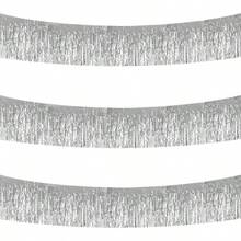 BEISHIDA 3 Packs 30 Feet Metallic Foil Fringe Garland Tinsel Streamers Shiny Silver Wall Hanging Tinsel Fringe Banners For Wedding Birthday Party Decoration Halloween Christmas New Year - Bạc - Xem 1