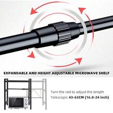 Adjustable Metal Oven Microwave Shelf Kitchen Organiser Storage Rack Holder Set - As Pic - View 7