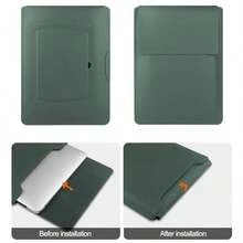 TYUI 13.3''/13.6'' Laptop Sleeve Case Leather Bag With Stand Compatible With MacBook Pro 14/ Air 13 M1 M2 /13.3'' Yoga/ XPS 13/HP/Matebook 14'' Laptop Case Green - màu xanh lá - Xem 2
