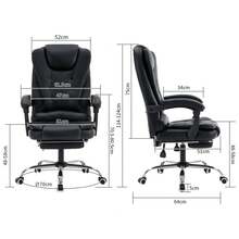 Miękkie krzesło,fotele biurowe Czarne,krzesła biurowe z wyciągniętymi pedałami, krzesła do gier ergonomiczne, krzesła wahalne, krzesła obrotowe z wsparciem w talii, odpowiednie dla biura i rozrywki - Czarne - Zobacz 3