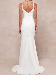 Enchanting Spaghetti Strap Chiffon Wedding Gown - Perfect For Christmas, Halloween, Weddings, Proms & Birthdays - 白色 - 查看 6