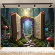 1pc Forest Book Arch Theme Party Banner Flag, Multi-Size, Suitable For Theme Parties, Reading Events, Back To School Season, Photo Shoot Prop Background, Indoor & Outdoor, Garden Decor - Multicolor - View 4