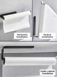 1 Pack No-Drill Adhesive Towel Rack Strong Sticky Aluminum Alloy Wall Mount Holder Towel Bar For Bathroom Kitchen Laundry Room Organizer - 白色 - 查看 5