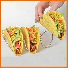 Soporte para Tacos en Forma de U, Estante de Acero Inoxidable con Diseño Suave y Versátil, Doble Cara para Hornear, Pancakes, para Reuniones Familiares, Restaurantes, Banquetes(3 Cuadrícula) - Multicolor - Ver 2
