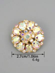 2件/套 花形多色水晶玻璃铜爪金属纽扣，优雅装饰外套、皮草、西装、连衣裙、DIY花束、礼品盒、包袋、缝纫配件 - 彩色 - 查看 8