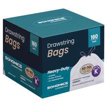 SONGMICS Bolsas de Basura, 50 L Bolsas de Basura con Cordones, Juego de 160, Código K, Blanco Crema - Blanco - Ver 8