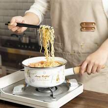 Cratiță cu o singură mâner, mini-cratiță din fontă de 16 cm/18 cm/20 cm, oală mică de gătit de uz casnic, compatibilă cu aragazul cu inducție, oală pentru tăiței de bucătărie, oală pentru lapte, oală pentru sos, oală de gătit acoperită, potrivită pentru fierberea laptelui, gătitul tăițeilor, încălzirea supei, prepararea sosurilor etc. - Culoare aleatorie - Vizualizare 3
