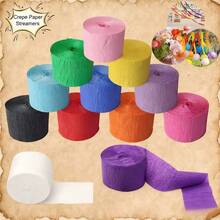 5 rollos de serpentinas de papel crepé en 12 colores para decoraciones de fiesta con temática arcoíris, ceremonias de boda, cumpleaños y decoración interior (4.5cm X 25m/rollo) - Multicolor - Ver 2