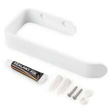 1 Pack No-Drill Adhesive Towel Rack Strong Sticky Aluminum Alloy Wall Mount Holder Towel Bar For Bathroom Kitchen Laundry Room Organizer - 白色 - 查看 7