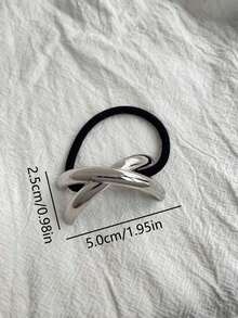 2pcs Women's Criss-Cross Metal Hair Scrunchies, Geometric Hair Rings For Buns, Minimalist Smooth Ponytail Holders, Suitable For Ladies And Girls ,Hair Elastics ,Hair Rubber Bands ,Hair Rope - Multicolor - View 5