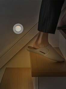 1 Peça Luz de Chão LED, Luz de Parede Sem Fio, Adequada para Corredores, Degraus, Luzes de Escada, Luzes de Degrau, Luzes de Sensor Corporal Humano, Luz Noturna Inteligente, Utiliza 3 Pilhas AAA (Pilhas Não Incluídas no Envio) - Branco - Visão 6