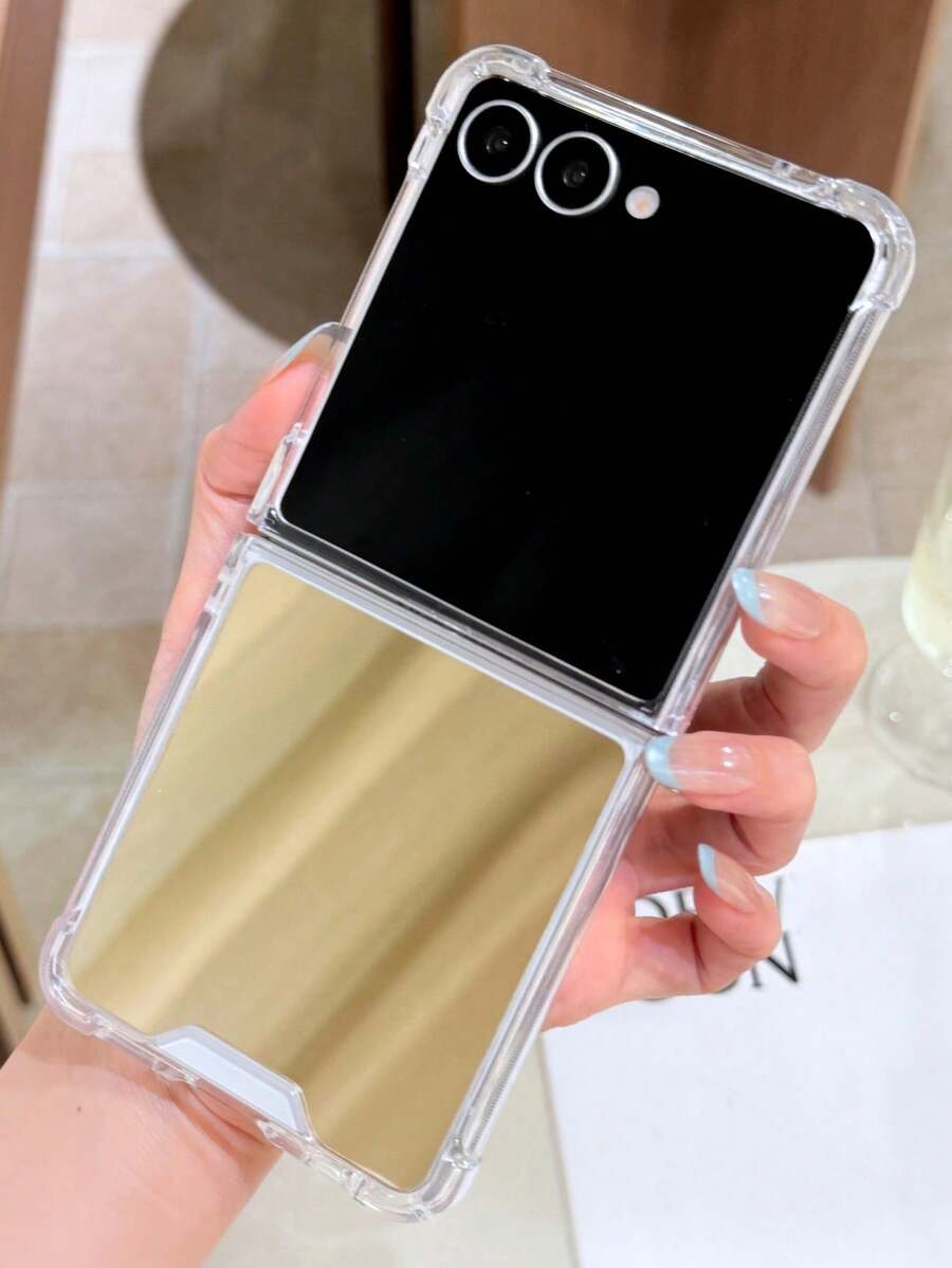 Luxury Make Up Mirror Case Compatible With Samsung Galaxy Z Flip7 Z Flip6 Z Flip 5 4 3 Flip4 Flip3 Flip5 Z Flip 3 4 5 Shockproof Corner Hard Anti-Drop Cover