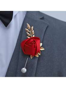 1pc Romantic White Rose Bouquet Set, Polyester Flower Bouquet For Men, Reusable Tabletop Decor And Bridal Accessory - Ideal For Weddings, Parties And Celebrations - Multicolor - View 3