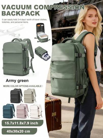 大容量防水尼龙面料旅行背包，女士商务笔记本电脑背包，轻便短途商务旅行包，带鞋仓，可容纳15.6英寸笔记本电脑，适合旅行、商务、度假、大学、户外、假日购物，男女学生皆宜，是送给女性的理想礼物。