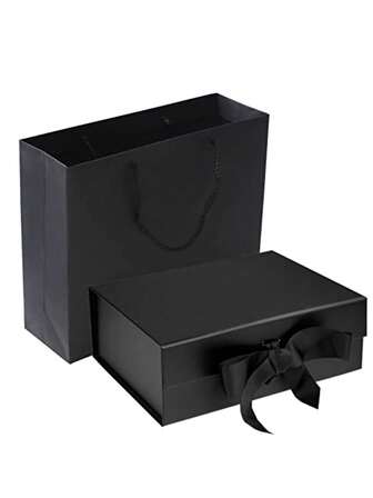 1 st presentask med lock för presenter, presentförpackning, stora svarta presentaskar med magnetiska lock. Lyxig presentask för förlovningsgåvor. Innehåller kort, band, fyllnadsmaterial, perfekt för jul, nyår, bröllop, födelsedagar, man, alla hjärtans dag-presentförpackning, mors dag.