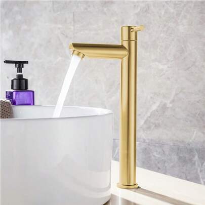 Vòi chậu rửa bằng thép không gỉ. Vòi nước lạnh đơn, 1/2 inch, dùng cho nhà vệ sinh công cộng, bồn rửa, ban công, màu vàng, đen. Phụ kiện nhà tắm, dụng cụ nhà tắm.