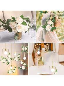 25/250pcs (1 Flower With 1 Leaf) Faux Ivory Foam Roses With Stems, Suitable For DIY Wedding Bouquets, Baby Christening Centerpieces, Floral Art Decor, Party Table Home Decoration (Packaging Not Included) - Champagne - View 7