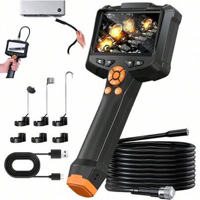 4.3 Zoll Endoskop Kamera mit IP67 Wasserschutz - 1920x1080 HD Auflösung & 5m Kabel, 2000mAh Akku für Auto Inspektion & Heimwerker