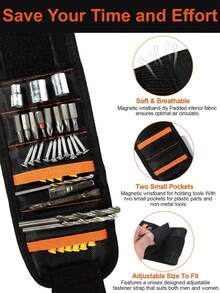 Brazalete magnético para herramientas con potente función magnética para clavos, brazalete magnético para herramientas que permite la adsorción y almacenamiento conveniente de accesorios pequeños como tornillos, adecuado como regalo de cumpleaños para hombres y mujeres. Herramienta magnética que se puede usar en la mano para fijar tornillos y clavos, ideal como regalo para esposo, padre, novio, una herramienta única adecuada para pequeñas herramientas geniales para artesanos y electricistas, regalo de Navidad