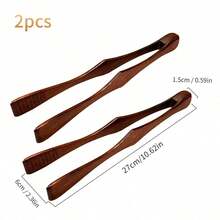 1pc Wooden Food Tongs Bbq Tongs Salad Tongs Pastry Tongs Bread Clamp - Brown - View 9