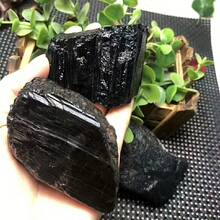 1 pieza Piedra de turmalina negra irregular de gran tamaño, cristal en bruto, decoración del hogar, regalo de colección - Negro - Ver 10