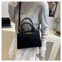 Bolso de mano para mujer, de gran capacidad, con bloques de color estructurados, bolso casual, elegante bolso de mano para ir al trabajo, bolso de hombro de un solo lado - Negro - Ver 7