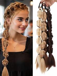 20 Inch Ponytail Wig Female Bubble Braid Natural Synthetic Twist Braid Wig Ponytail Lantern Braid - Multicolor - View 5