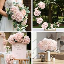 1/5/10pcs 11-Inch Artificial Hydrangea Flowers, Suitable For Home Decor, Party Decoration, Wedding Bouquet, Centerpiece, Birthday Gift, Indoor And Outdoor Decoration, Vase Floral Arrangement, Gift, Wedding Supplies, Wedding Decoration, Artificial Decoration - Baby Pink - View 8