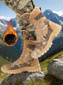 冬季新款保暖内衬男士徒步靴户外运动鞋登山靴雪地靴高帮靴轻便多功能情侣款保暖靴 - 迷彩 - 查看 6