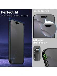 Yezodawee 2pcs Ceramic Matte Privacy Screen Protector, Compatible With IPhone 17 Pro Max/15 Pro/15/14 Pro Max/14/13/12/11/8/7/6/XS Max, Matte Ceramic Privacy Screen Protector, Anti-Scratch, Anti-Fingerprint, Compatible With Phone Cases, Essential Daily Protection For Office, Home And Other Scenarios, Waterproof, Shockproof, Anti-Fall, Scratch-Resistant And Wear-Resistant. - 2pcs - View 5