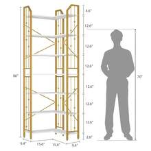 Estantería esquinera de 86" en forma de L, estantería industrial de 7 niveles en forma de L, estantería grande con diseño de cuentas, estante alto para exhibición en sala de estar o dormitorio - Blanco - Ver 4
