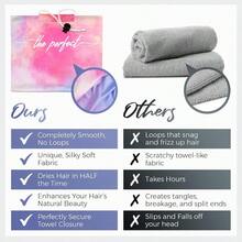 Microfiber Curly Hair Towel Wrap With Wet/Dry Brush - Fast Drying And Gentle Detangling For Women Girls - Great For Travel Gifts And Hair Extensions - WatercolorTieDye - View 3