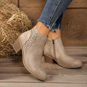 秋冬女士踝靴 短靴 侧拉链 厚底 经典款短靴 英伦复古 百搭休闲舒适靴