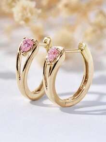 1 Cặp Hoa tai vòng Cubic Zirconia thanh lịch dành cho phụ nữ làm quà tặng kỷ niệm ngày cưới, tiệc đính hôn, ngày lễ tình nhân - 1 # - Xem 23