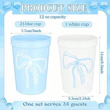 TYUI 24 Pack Bachelorette Party Plastic Cups Bulk Reusable Drinking Cups For Western Cowgirl Themed Bachelorette Parties Bridal Shower County Wedding Favor Supplies Blue12oz Bow - 藍色 - 查看 2