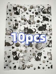 10/20/40pcs Cute Cat Line Art Pattern Gift Wrapping Paper, 20x14 Inches - Perfect For Spring/Summer Celebrations, Weddings, Valentine's Day, Birthdays, Bouquets, Party Gifts, Gift Bags And Party Packaging | Playful Design | Smooth Texture, Gift For Cat Lovers