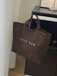 1pc Women's Large Capacity Casual Commuter Versatile Tote Bag, Suitable For Shopping, Shoulder And Handbag, Autumn/Winter Stylish Ladies Bag - Coffee - View 9