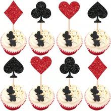 24 PCS Casino Poker Cupcake Toppers For Birthday Party Decorations - 設計 7 - 查看 12