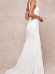 Enchanting Spaghetti Strap Chiffon Wedding Gown - Perfect For Christmas, Halloween, Weddings, Proms & Birthdays - 白色 - 查看 4