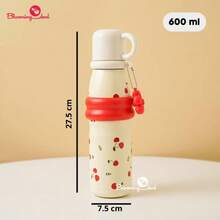 Termo de Acero Inoxidable 600Ml Con Taza Para Beber Sellado al Vacio, Bebidas Calientes o Frias, Anti derrapante, Anti derrame - Neblina azul - Ver 7
