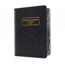1pc 2026 A5 Leather Weekly Monthly Planner With Tabs Inner Pocket And Note Pages Twin-Wire Binding Organizer For Work Study