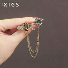 Bee Tassel Brooch Women's High-End Exquisite Suit Sweater Pin Accessories Design Sense Niche Luxury Temperament Corsage - 復古鏈條蜜蜂 - 查看 1