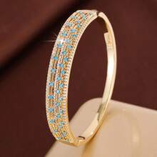 1pc Minimalist Geometric Line Starry Sky Shape Design Inlaid With Cubic Zirconia Women's Fashion Bracelet - Multicolor - View 13