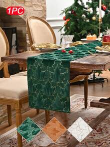 1pc White Gold Foil Christmas Tree Thin Rectangular Table Runner, Polyester Solid Color Decorative Table Runner, Suitable For Home Decor Like Dining Table, TV Stand, Coffee Table, Room Decor, Christmas Decor, Christmas Gifts - Multicolor - View 14