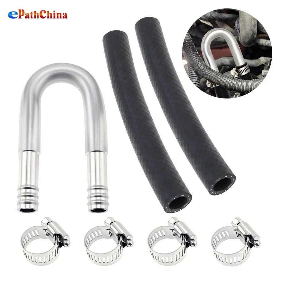 Bộ 7 bộ lọc nhiên liệu khuỷu tay hình chữ U bằng nhôm chống oxy hóa phù hợp với Duramax với 4 kẹp thép không gỉ, thiết lập nhanh chóng để xóa bộ lọc nhiên liệu - màu đen - Xem 1