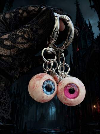 1个怪异树脂眼球钥匙扣 - 哥特风和另类风格爱好者的独特礼物 - 万圣节惊悚礼品袋挂饰，可作为汽车、老师、朋友、姐妹的礼物创意